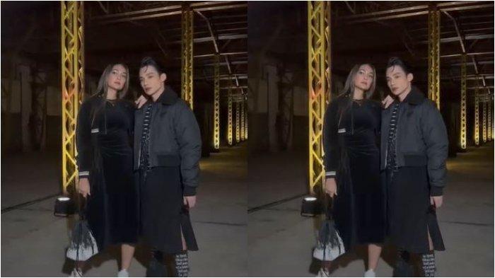 Luna Maya dan Hael Husaini di fashion show brand Onitsuka Tiger di Milan Fashion Week 2022