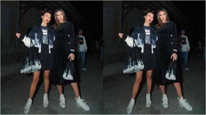 Luna Maya dan Quynh Anh Shyn di fashion show brand Onitsuka Tiger di Milan Fashion Week 2022