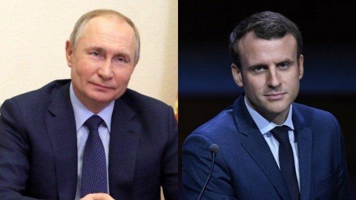 Presiden Rusia Vladimir Putin (kiri) dan Presiden Prancis Emmanuel Macron (kanan). ((Mikhail KLIMENTYEV/SPUTNIK/AFP) dan (FRANCE24)