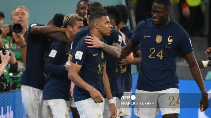 Momen selebrasi Prancis saat laga melawan Denmark