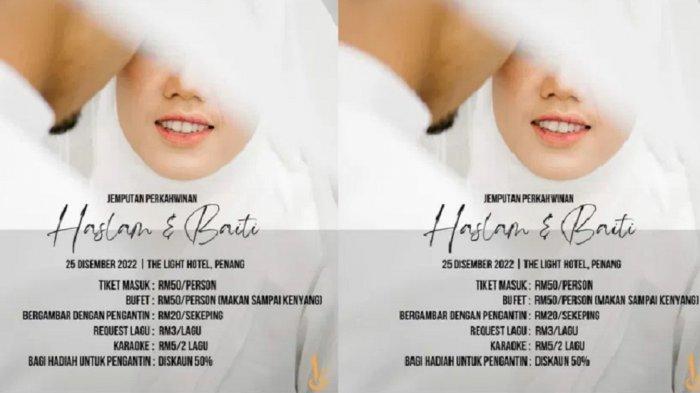 Viral poster undangan pernikahan pakai tarif, minta tamu undangan bayar sejumlah biaya jika hadir.