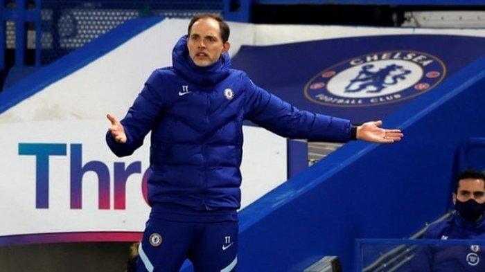 Pelatih Chelsea, Thomas Tuchel, dalam laga melawan Newcastle United di Stadion Stamford Bridge, 15 Februari 2021.