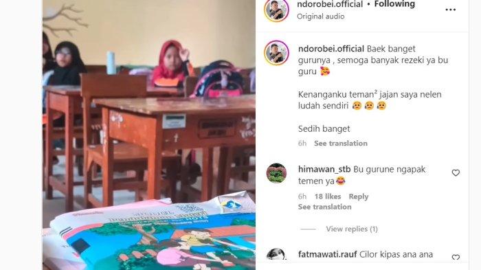 Inilah momen video viral yang menunjukan seorang guru memberi uang pada muridnya karena tak jajan saat jam istrahat.