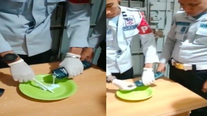 Sebanyak 7 pipet yang berisi sabu dikeluarkan dari botol shampoo oleh petugas Lapas Kelas IIA Kendari Sultra
