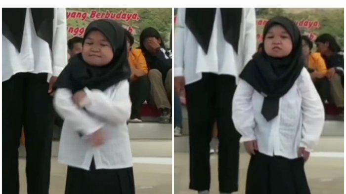 Momen Rina Imut berjoget TikTok saat Pengenalan Kehidupan Kampus bagi Mahasiswa Baru (PPKMB) Universitas Halu Oleo (UHO) Kendari, Sulawesi Tenggara.