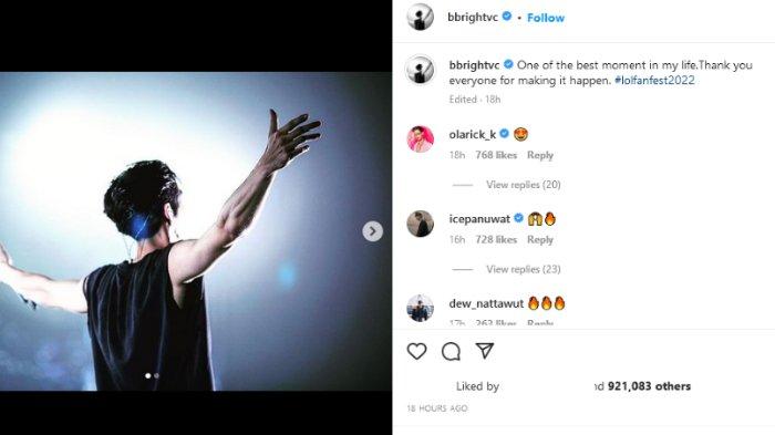 Bright Vachirawit saat tampil di konser Love out Loud atau LOL Fan Fest 2022 di Impact, Muang Thong Thani, Thailand pada Sabtu (20/8/2022).