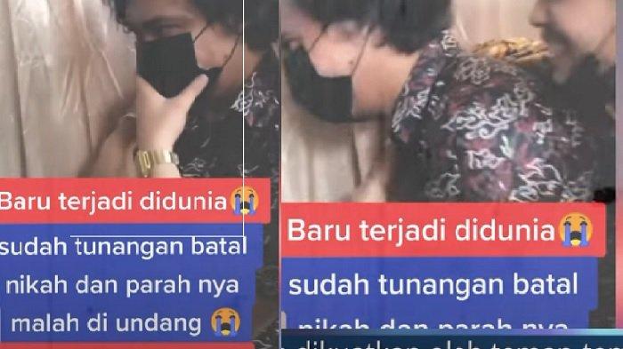 Beredar video viral menunjukkan seorang pria tak kuasa menahan tangisnya melihat mantan tunangan menikah dengan orang lain. Ia dikuatkan oleh teman-temannya yang turut hadir menemaninya memenuhi undangan sang mantan tunangan.