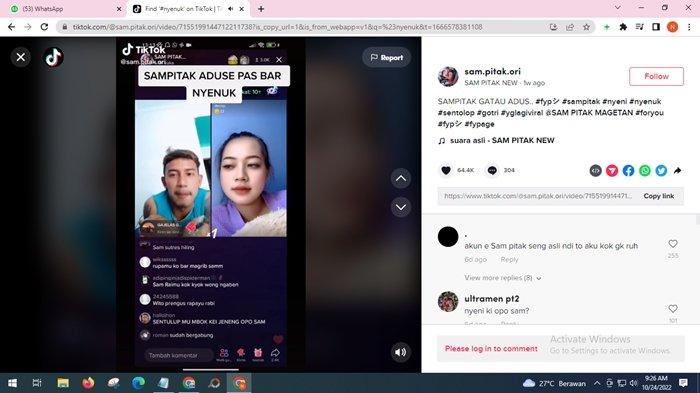 Contoh Penggunaan Kata Nyenuk di TikTok