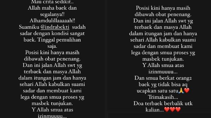 Dhila Bekti kabarkan Indra Bekti Sudah Sadar