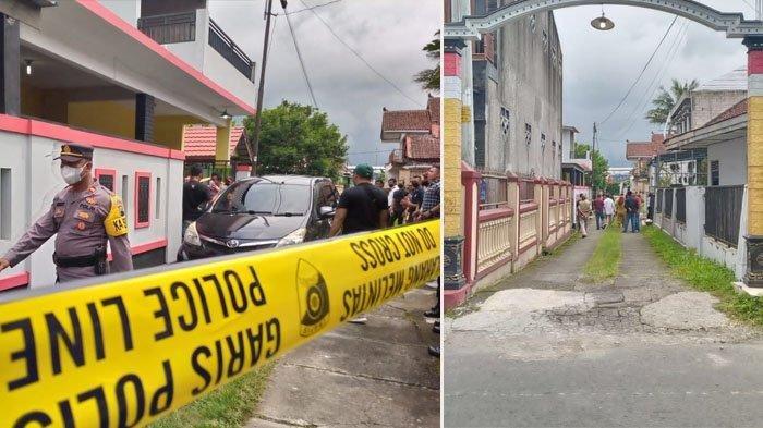 Pihak kepolisian saat melakukan olah TKP di rumah korban