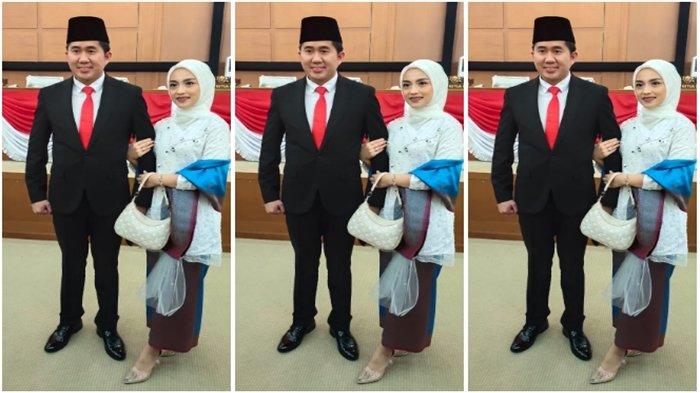 Profil Ahmad Usmarwi Kaffah Wabup Muara Enim terpilih dan istri foto usai pemilih di DPRD Muara Enim, Selasa (6/9/2022).