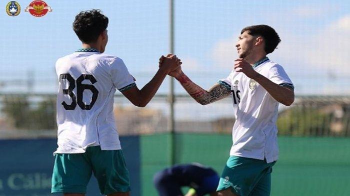 Rafael Wiliam Struick berselebrasi usai mencetak gol bersama Timnas u-20 indonesia