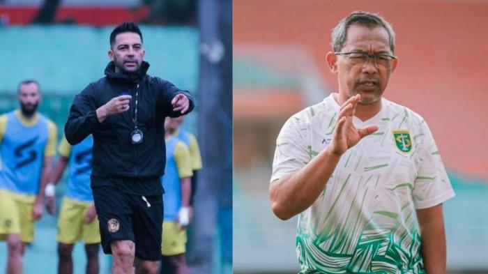 Duel Javier Roca vs Aji Santoso di laga Arema FC vs Persebaya Surabaya pada pekan ke-1 BRI Liga 1 2022