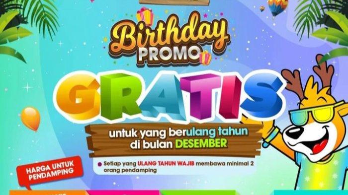 The Jungle Waterpark Bogor memberikan promo gratis untuk teman-teman yang berulang tahun pada bulan Desember.