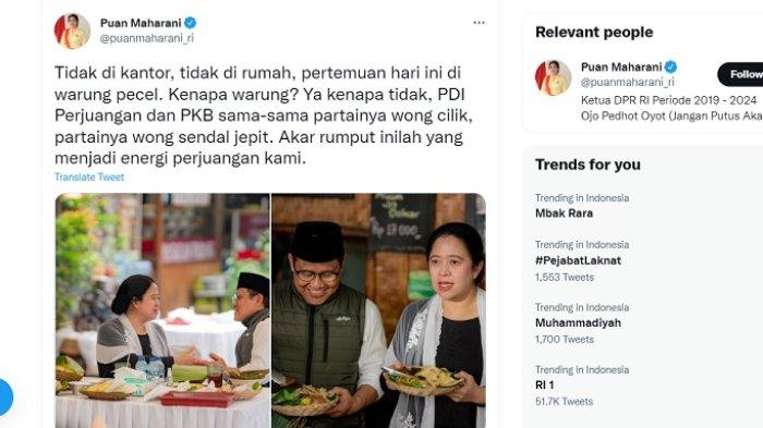 Ketua DPR Puan Maharani mengungkap hubungannya dengan Muhaimin Iskandar atau Cak Imin yang sangat dekat dan keduanya sama-sama memanggil Taufiq Kiemas sebagai ayah.
