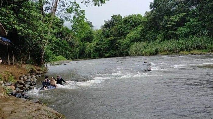 Daratan di pinggir sungai Pantai Nateh Meratus yang luas seperti pantai.