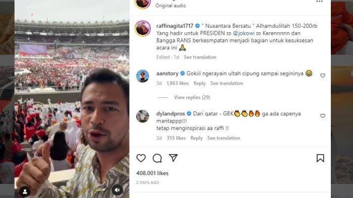 Raffi Ahmad terlibat dalam acara relawan Presiden Joko Widodo (Jokowi) di Stadion GBK