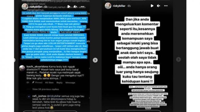 Unggahan Rizky Billar yang berisi ungkapan kesal.