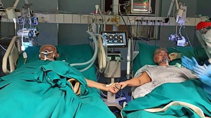 Pasangan lansia Giancarlo dan Sandra merayakan ulang tahun ke-50 pernikahan mereka di rumah sakit karena dinyatakan positif Covid-19.