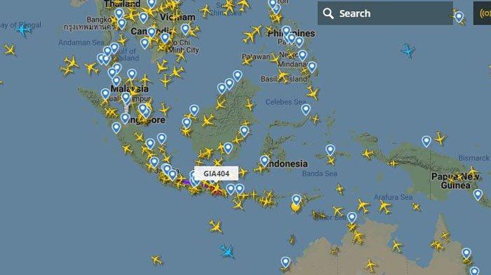 tangkapan layar dari laman flightradar24.com pada Jumat 24 April 2020 pukul 10.58 WIB