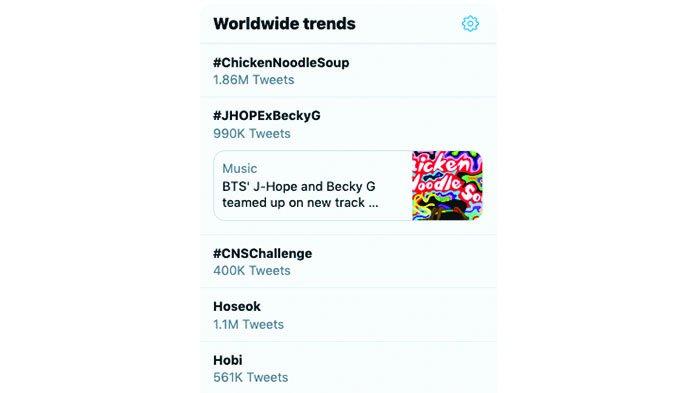 Tak Hanya Rajai iTunes ’Chicken Noddle Soup’ J-Hope BTS Feat Becky G Menjadi Tranding Topik