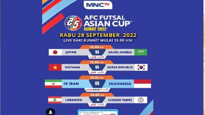 Live Streaming RCTI Timnas Futsal Indonesia vs Iran di Piala AFC
