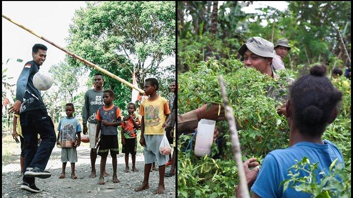 Polisi main bola dengan anak-anak Papua dan panen cabe