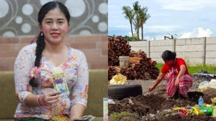 Pawang hujan Rara Istiani Wulandari saat melaksanakan tugasnya (kanan), Jumat (18/3/2022), di sekitaran Sirkuit Mandalika, Lombok Tengah, Nusa Tenggara Barat (NTB).