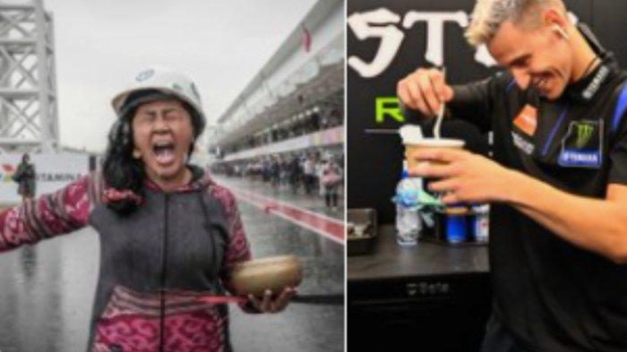 Momen pawang hujan Rara Isti Wulandari melakukan ritual menghentikan hujan saat sesi balapan MotoGP Mandalika 2022 di Sirkuit Internasional Mandalika, Kabupaten Lombok Tengah, NTB, Ahad atau Minggu (21/3/2022).