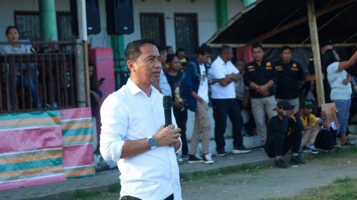 Sam Sachrul Mamonto saat sambutan pada pembukaan turnamen sepakbola Bujfgjh