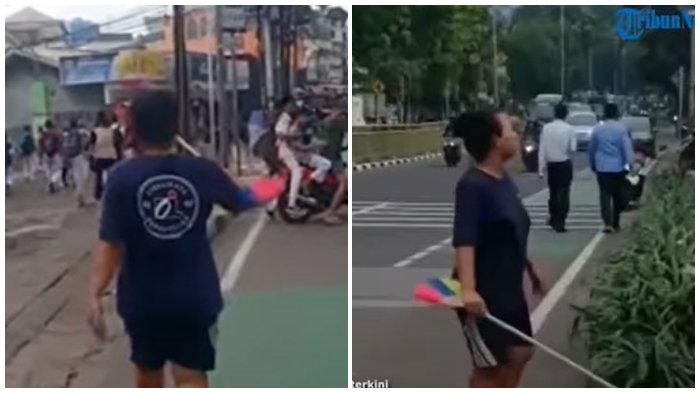 Viral Video Emak-emak Bubarkan Para Pelajar SMP yang Tawuran, Sapu Ijuk Jadi Alatnya 2