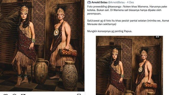 Foto Prewedding Kaesang Pangarep dan Erino Gudono mengenakan pakaian adat Papua dikritik pedas.