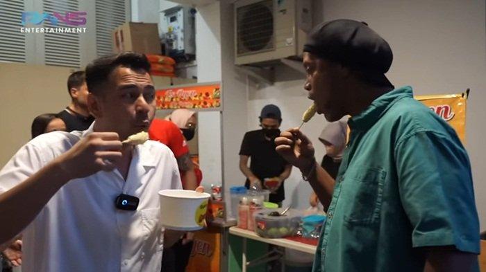 Raffi Ahmad ajak Ronaldinho cicipi telur gulung