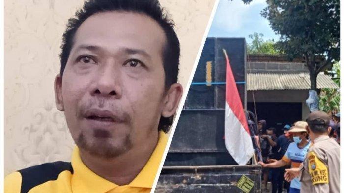 Polisi saat mengamankan demo di Balai Desa Bakalanpule untuk menuntut