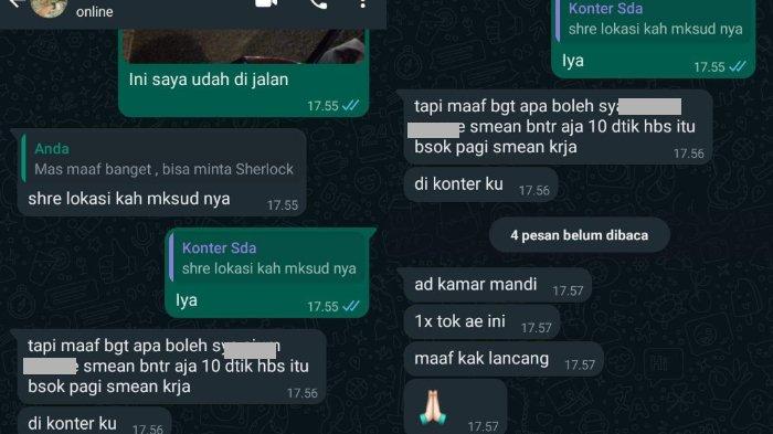 Chat mesum pemilik konter kepada calon pegawainya di Sidoarjo