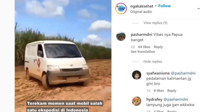 Mobil ekspedisi lewati jalur berlumpur demi antar paket