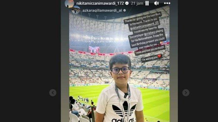 Nikita Mirzani diketahui memberikan kado ulang tahun menonton piala dunia 2020 Azka Raqilla