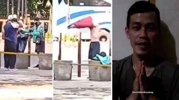 tangkapan layar saat Ari jalliludin memberikan baju kepada orang dengan gangguan jiwa di Taman Tegallega, Bandung