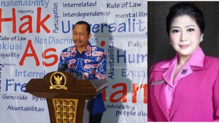 Foto kiri: Ketua Komnas HAM Ahmad Taufan Damanik memberikan keterangan pers soal pemanggilan 7 ajudan Kadivpropam nonaktif Polri Irjen Ferdy Sambo, Selasa (26/7/2022), Foto kanan: Putri Candrawathi istri Ferdy Sambo