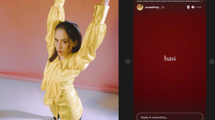 Tangkapan layar Instagram Story Adhizty Zara setelah video yang diduga dirinya dan Niko Al Hakim berciuman beredar di media sosial.