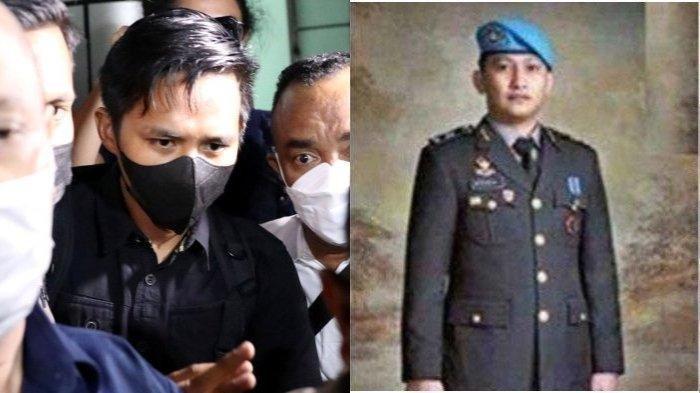 Bharada E usai menjalani pemeriksaan di kantor Komnas HAM, Selasa (26/7/2022) (kiri) dan Brigadir J (kanan). Fakta-fakta Bharada E ditetapkan sebagai tersangka kasus baku tembak yang menewaskan Brigadir J.
