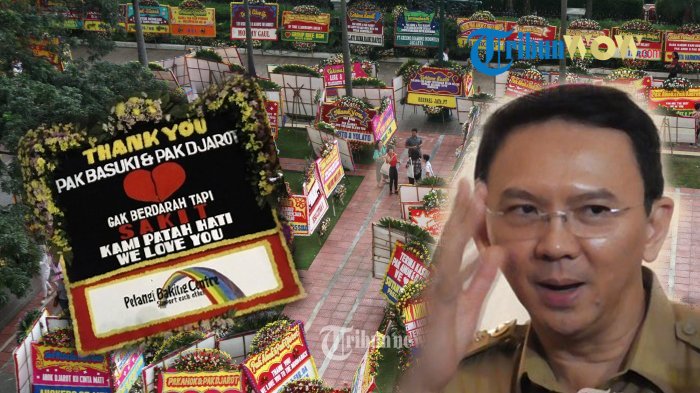 Karangan bunga untuk Ahok.