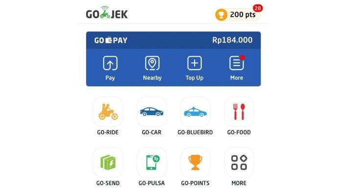 Tampilan awal aplikasi GO-JEK. Pilih GO-PULSA.